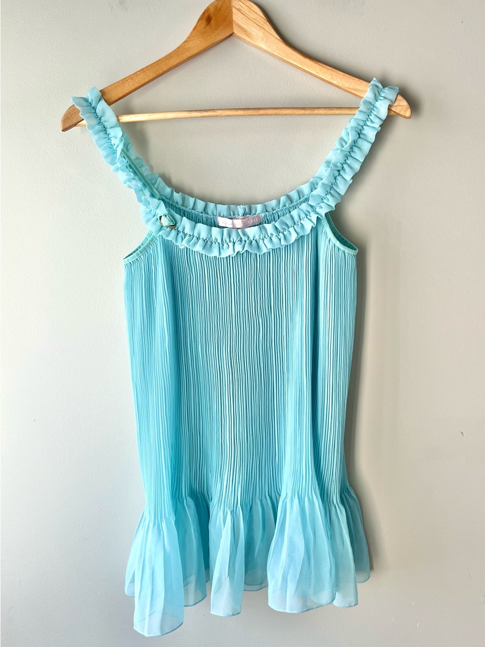 VTG Victoria Secret Teal Micro-Pleated Babydoll Lingerie Dress Size XS Sheer